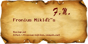 Fronius Miklós névjegykártya